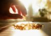 Mood Boosting Nutrients: Are You Missing Out? A hand reaching for a golden capsule among many on a table