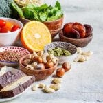 Assorted plant-based foods on a counter