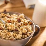 Bowl of granola with raisins and nuts