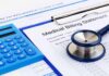 Medical Bill Trap – One Visit, Five Charges Medical billing statement with stethoscope and blue calculator